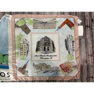 Acne Studios Stockholm New York 100% Silk 3x1 25" x 77" embroidered MB dusty bag